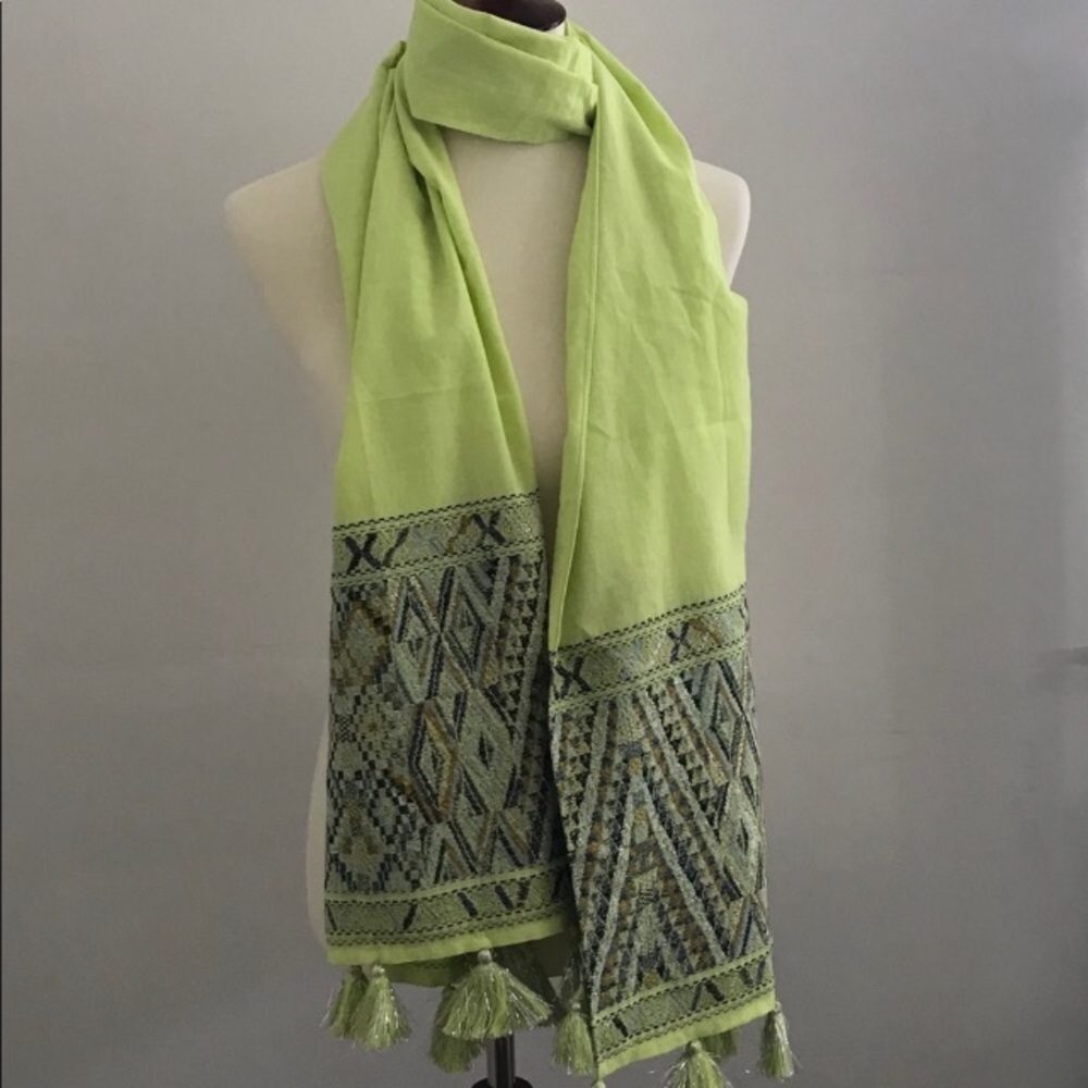 J.Crew tassel Embroidered Large Scarf